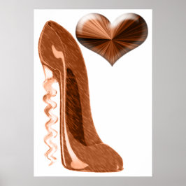 Kupfer-Korkenzieher Ferse Stiletto Schuhe und 3D-H Poster