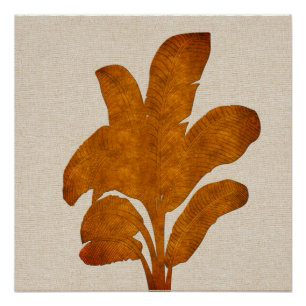 Kupfer Linen Banana Pflanze Collage Canvas Print Poster