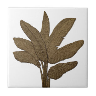 Kupfer Look Banana Pflanze Blätter Weiß Fliese