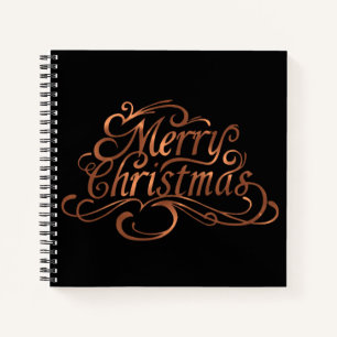 Kupfer-Look Frohe Weihnachtsskriptgestaltung Notizbuch