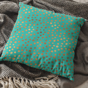 Kupfer Metallic Aquamarin Patina Polka Dot Modern Kissen