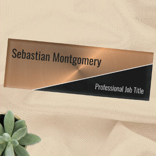 Kupfer Metallic Sheen Flare Geometric Beruflich Namenschild