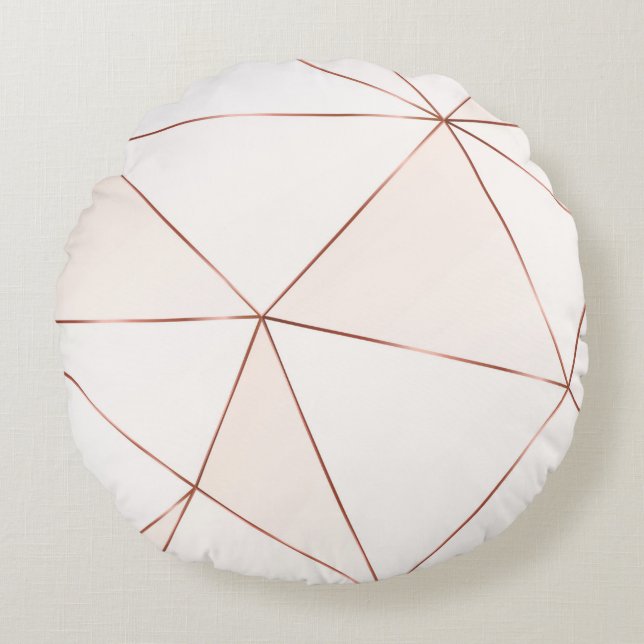 Kupfer metallische polygonale Textur mit Bronzegli Rundes Kissen (Vorderseite)