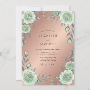 Kupfer-Mint-Rosen-Hochzeit Einladung