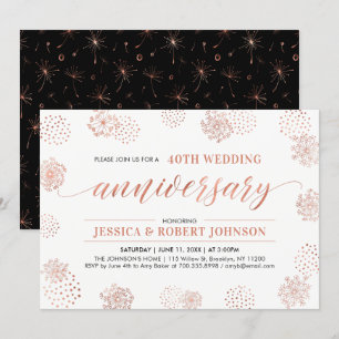 Kupfer   Moderne Floral 40. Hochzeitstag Einladung