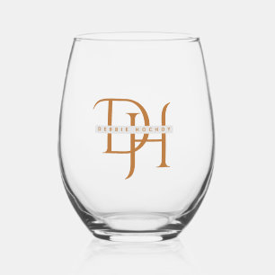 Kupfer Monogramm Minimalistisch Wein 16 oz Glas