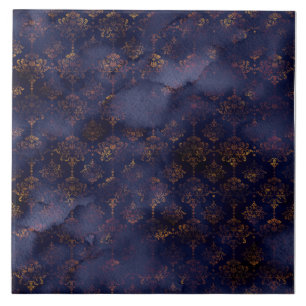 Kupfer Patina Damask Wasserfarbmuster Fliese