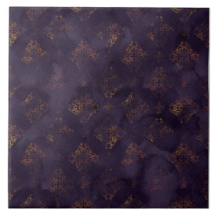 Kupfer Patina Damask Wasserfarbmuster Fliese
