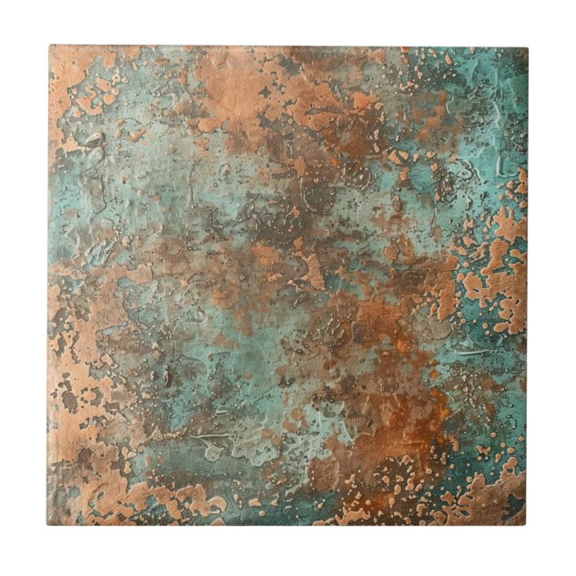 Kupfer Patina Metallic Rustikal Fliese (Vorderseite)
