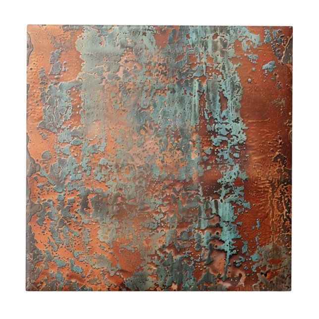 Kupfer Patina Metallic Rustikal Fliese (Vorderseite)