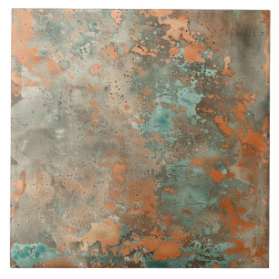Kupfer Patina Metallic Rustikal Fliese