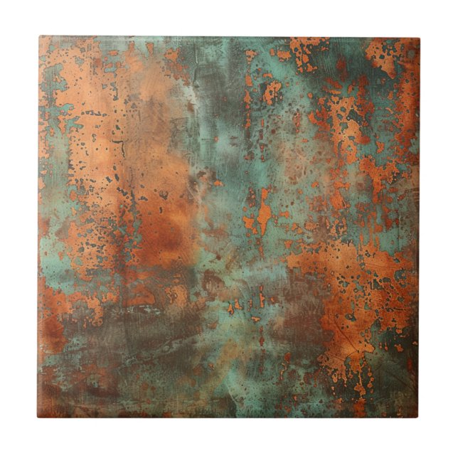 Kupfer Patina Metallic Rustikal Fliese (Vorderseite)