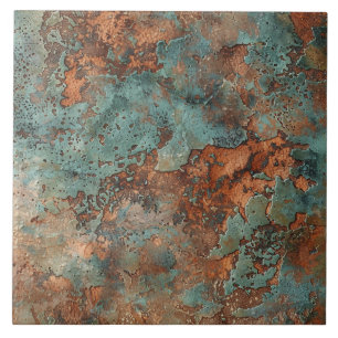 Kupfer Patina Metallic Rustikal Fliese