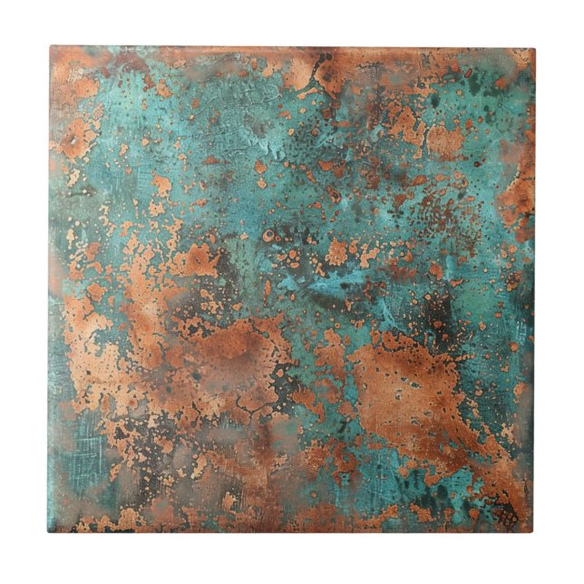 Kupfer Patina Metallic Rustikal Fliese (Vorderseite)