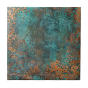 Kupfer Patina Metallisch Rustikal Fliese