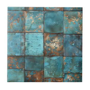Kupfer-Patina mit distressed-Effekt Fliese