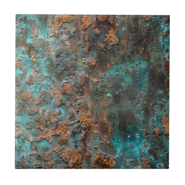 Kupfer-Patina mit distressed-Effekt  Fliese (Vorderseite)