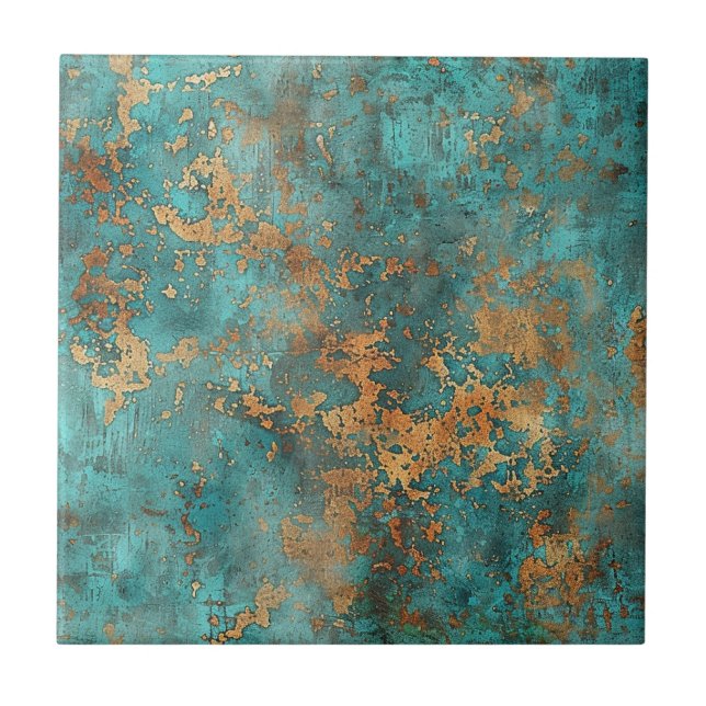 Kupfer-Patina mit distressed-Effekt  Fliese (Vorderseite)