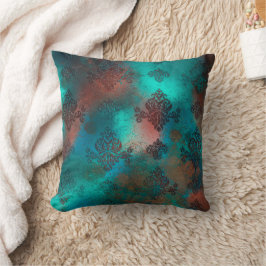 Kupfer Patina rostete Damask Kissen