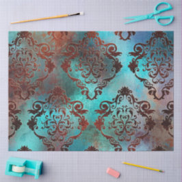 Kupfer Patina rostete Damask Seidenpapier