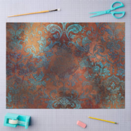 Kupfer Patina rostete Damask Seidenpapier