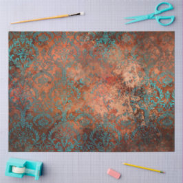 Kupfer Patina rostete Damask Seidenpapier