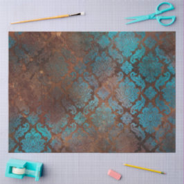 Kupfer Patina rostete Damask Seidenpapier
