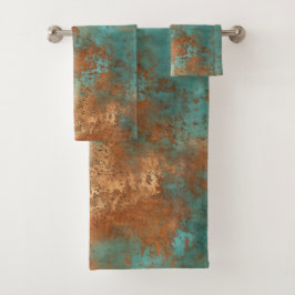 Kupfer Patina Rustic Metallic Badhandtuch Set