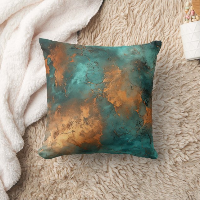 Kupfer Patina Rustic Metallic Kissen (Decke)