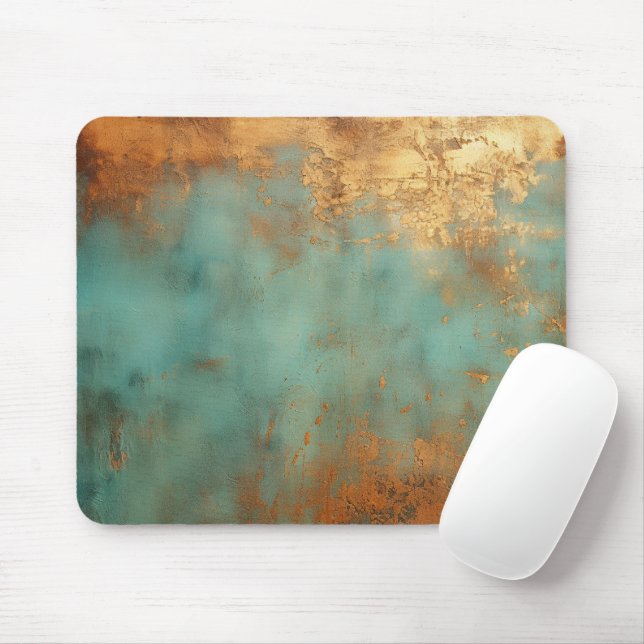 Kupfer Patina Rustik Metallisch  Mousepad (Mit Mouse)
