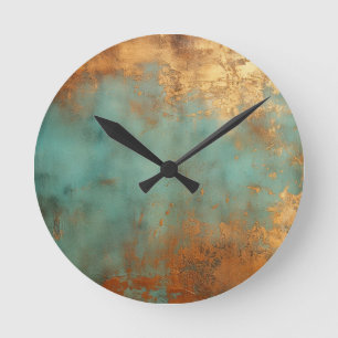 Kupfer-Patina-Rustikal Runde Wanduhr