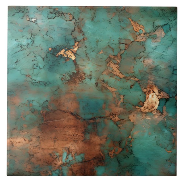 Kupfer Patina Rustikale Keramik Fliese (Vorderseite)