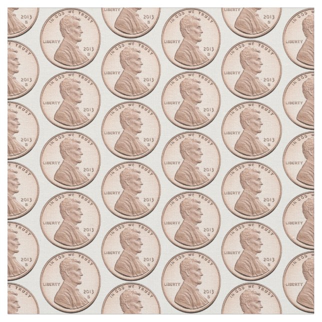 Kupfer Penny Coin Pattern - Lincoln Cent Design Stoff (Nahaufnahme)