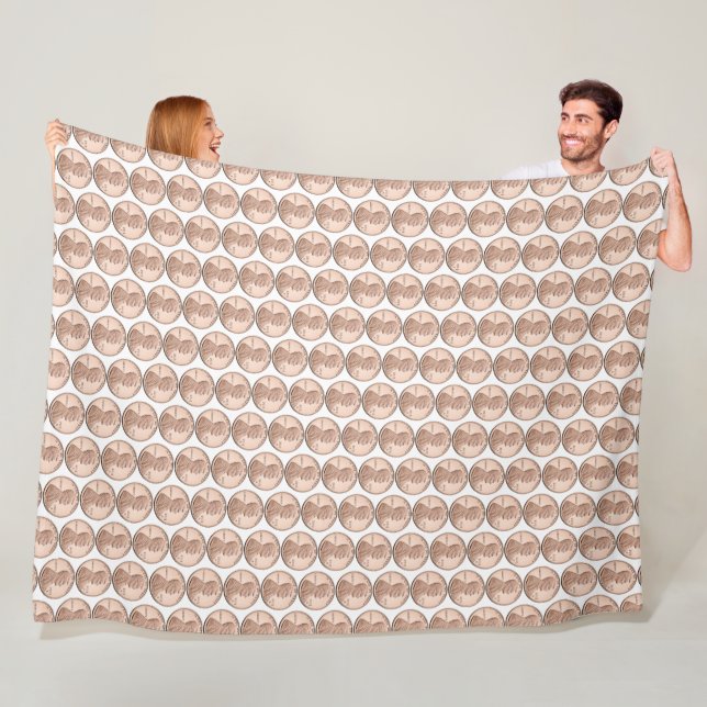 Kupfer-Penny-Münzmuster – Lincoln-Cent-Design Fleecedecke (Beispiel)