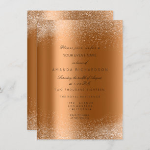Kupfer Rose Gold Glitzer Blätter Sand Frame Glam Einladung