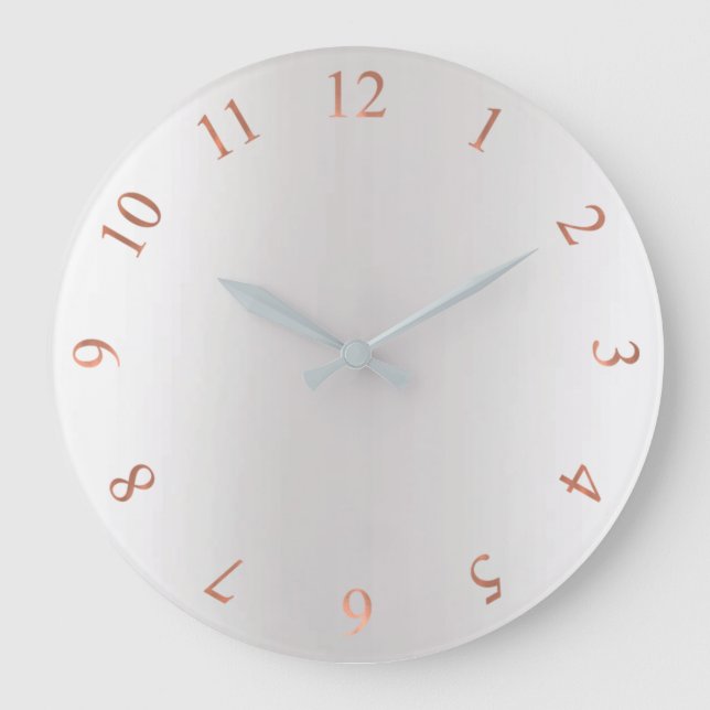 Kupfer-Rose Gold Glitzer Gray Silver US-Nummer Große Wanduhr (Vorderseite)