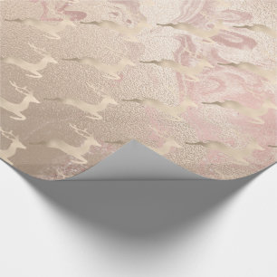 Kupfer-Rose Gold Weihnachtsrentiere-Marmor Geschenkpapier