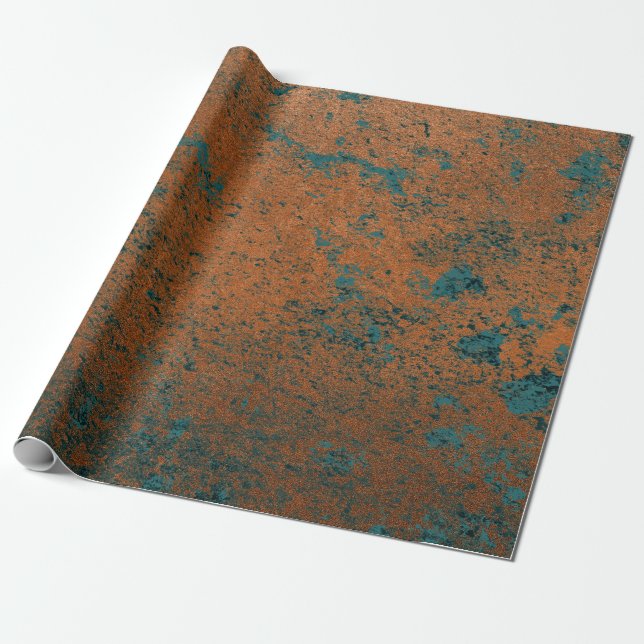 Kupfer Rost Blue Patina Metallic Abstrakt Aquamari Geschenkpapier (Ungerollt)