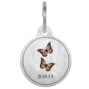 Kupfer-Schmetterling-Flora-Round-Pet-Tag Haustiermarke