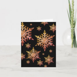 Kupfer-Schneeflocke auf Schwarz Feiertagskarte