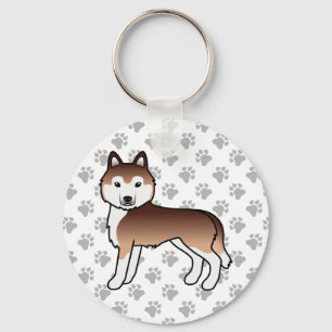 Kupfer Siberischer Husky Cartoon Dog & Paws Schlüs Schlüsselanhänger