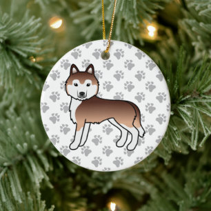 Kupfer Siberischer Husky Niedlicher Cartoon Dog Keramik Ornament
