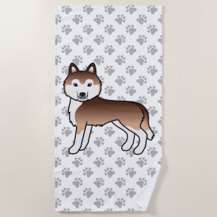 Kupfer Siberischer Husky Niedlicher Cartoon Dog Strandtuch