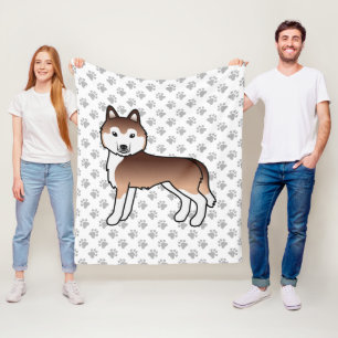 Kupfer-Sibirischer-Husky-Cartoon-Hund & Pfoten Fleecedecke