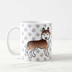Kupfer-Sibirischer-Husky-Cartoon-Hund & Pfoten Kaffeetasse