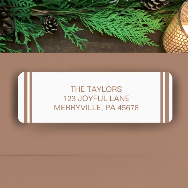 Kupfer Simple Moderne Boho-Feiertags-Rücksendeadre (Personalize this modern stylish copper return address label.
)