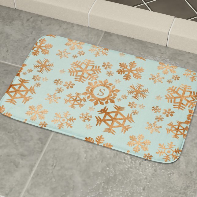Kupfer Snowflake Monogramm Robin Egal Blue Bath Ma Badematte (Von Creator hochgeladen)
