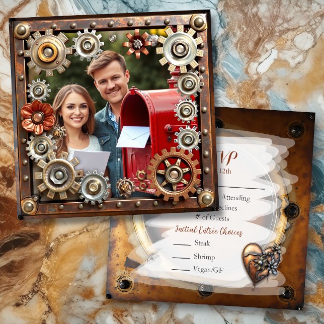 Kupfer Steampunk Personalisiert Wedding RSVP Save The Date (Von Creator hochgeladen)