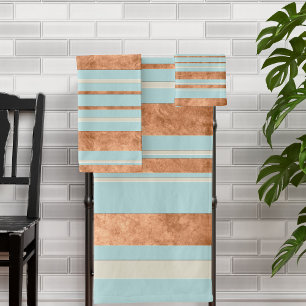 Kupfer Streifen Robins Egg Blue Badewanne Handtuch Badhandtuch Set
