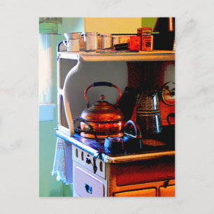Kupfer Tee Kettle auf Stove Postkarte